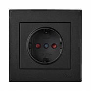 Розетка із захистом від дітей LEZARD Rain антрацит (без рамки), фото 2