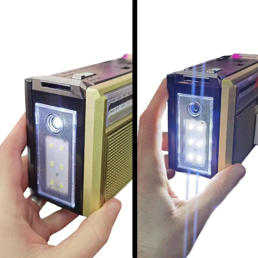 Радіоприймач Golon RX-382 FM/AM/SW акумуляторний з ліхтариком LED GOLD