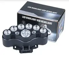 Ліхтар налобний зі світлодіодами, ліхтар із 4-ма режимами роботи, ліхтар із кріпленням на голову діодний Чорний