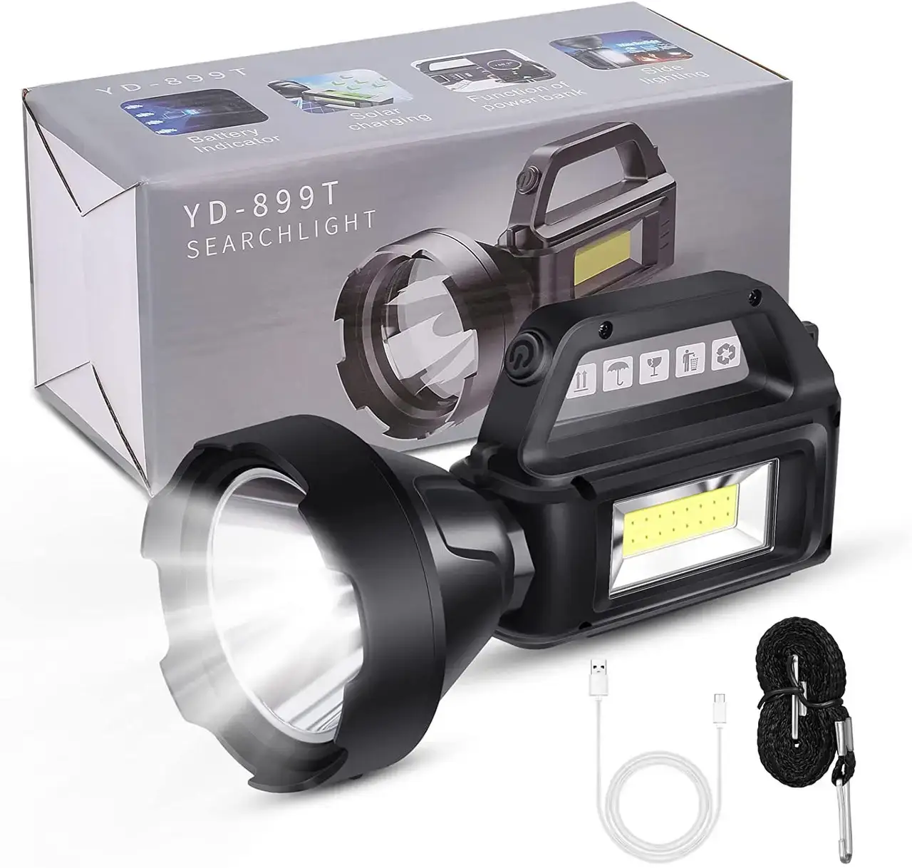 Ліхтар із сонячною панеллю CX-8808/YD-899T (P30+COB) + Powerbank + microUSB (4 режими), фото 1