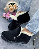 Угги жіночі зимові замшеві черевики на хутрі чорні 38р = 24.7 см, фото 3