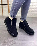 Угги жіночі зимові замшеві черевики на хутрі чорні 38р = 24.7 см, фото 2