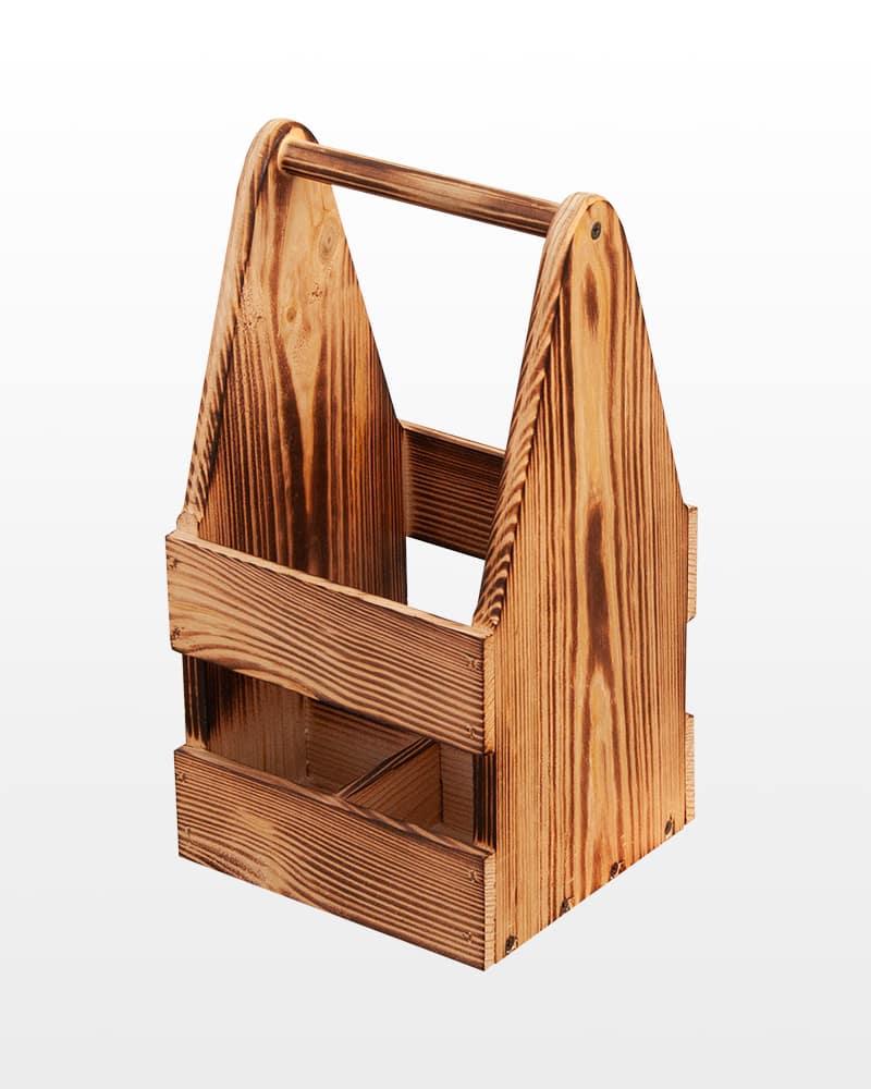 Тримач для вина з дерева обпалений на 4 пляшки, фото 1