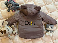 Детская демисезонная плащевая куртка с капюшоном на молнии с вышивкой унисекс