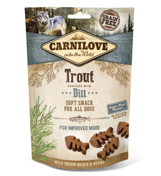 Ласощі для собак Carnilove Dog Semi Moist з фореллю та кропом 200g