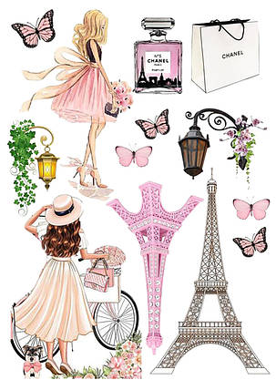 Вафельна картинка Дівчина Париж, фото 1