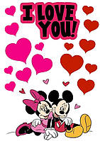 Вафельная картинка Влюблённые Микки и Минни Маус