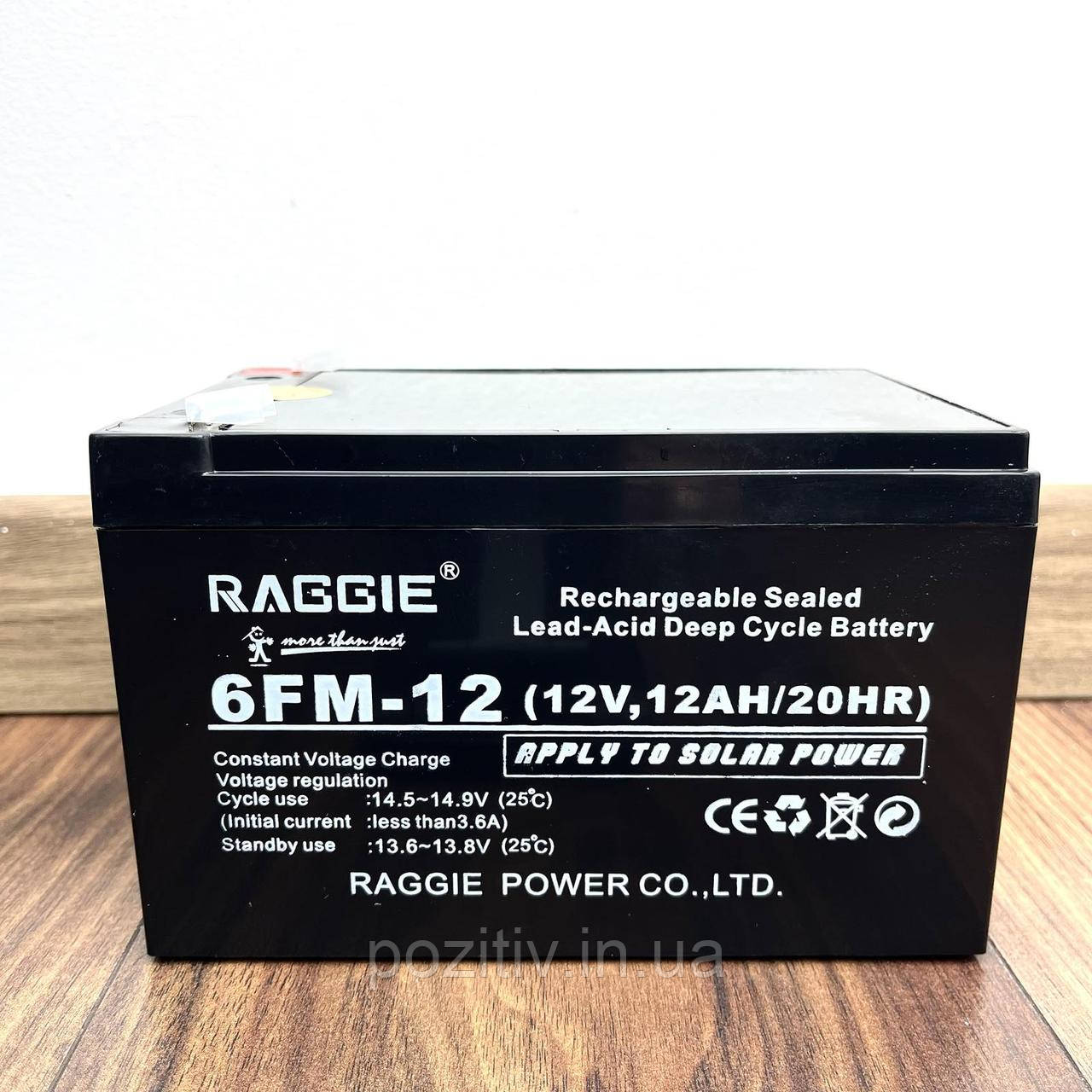 Акумулятор свинцево-кислотний Raggie 12 V 12 А/20HR, фото 1