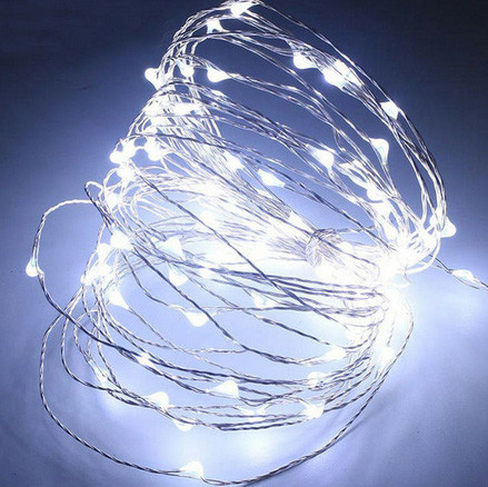 Світлодіодний дріт 10 м 100 led з відсіком для батарейок, фото 1