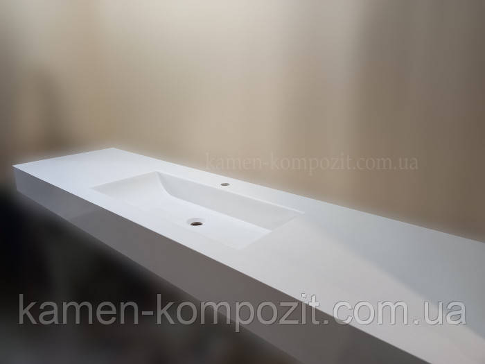 Столешница в ванную с нижним креплением раковины с цельнолитой раковиной 104/2 - фото 2 - id-p350241569