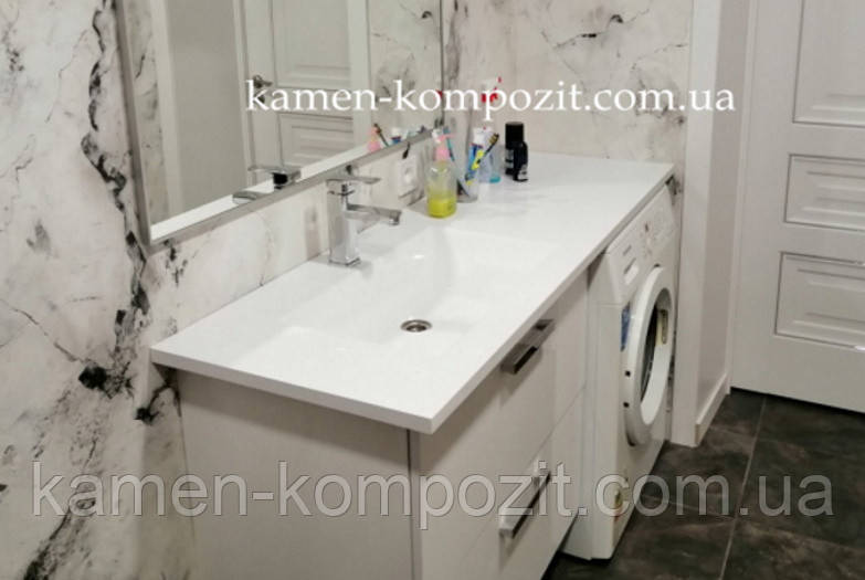 Столешница в ванную с нижним креплением раковины с цельнолитой раковиной 104/2 - фото 8 - id-p350241569