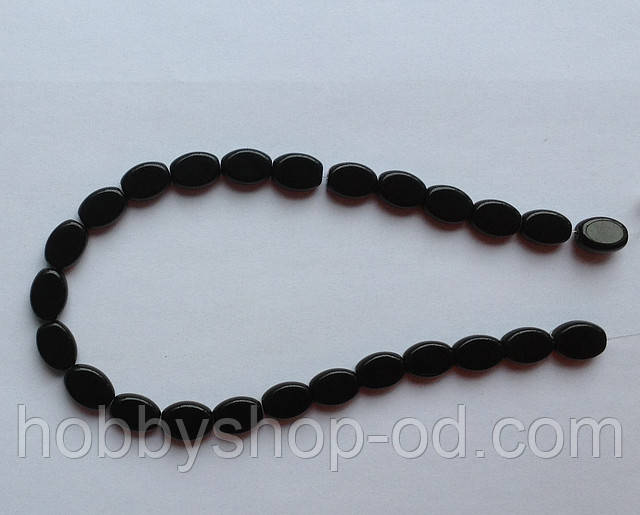 Бусина Овал плоский колір чорний 10*13 мм, фото 1