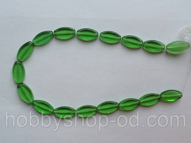 Бусина Овал плоский колір зелений 10*19 мм, фото 1