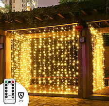 Гірлянда штора проволка 3х3 метри 300 led USB з пультом Warm White