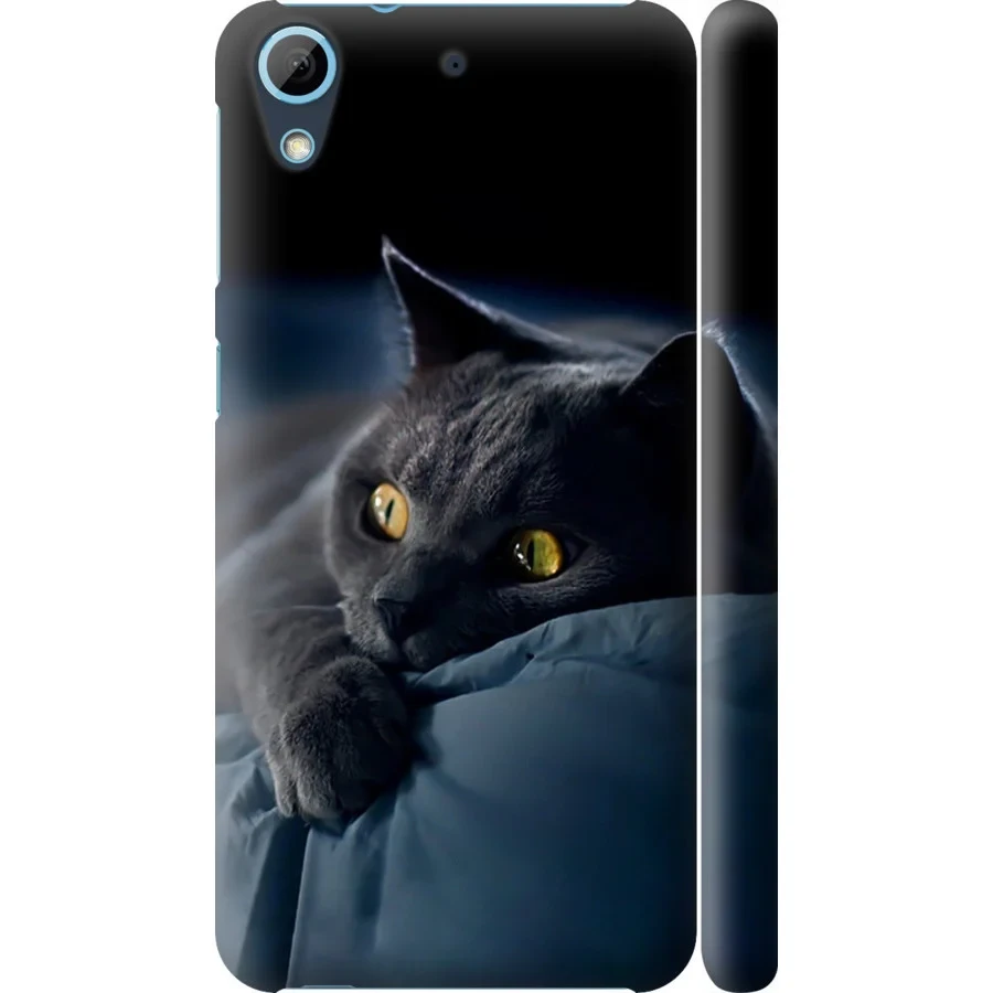 Чехол 3d пластиковый матовый на телефон HTC Desire 628 Dual Sim Дымчатый кот "825m-949-58250", фото 1