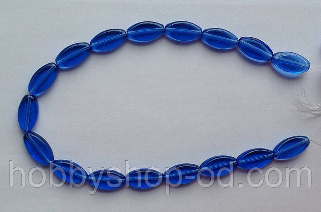 Бусина Овал плоский колір синій 10*19 мм