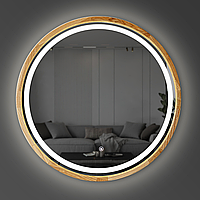 Зеркало круглое деревянное с LED-подсветкой Luxury Wood Perfection Natural Oak Дуб 65 см