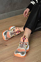 Кроссовки женские оранжевого цвета на шнуровке 153027L