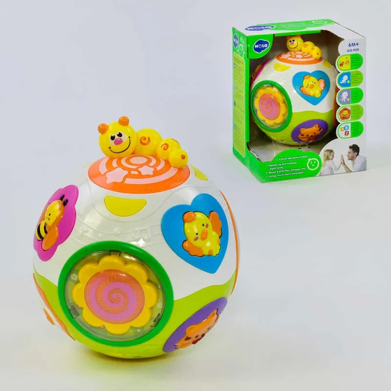 Розвиваюча іграшка Весела куля 938 "Hola" обертається, світлові та звукові ефекти, англ. озвучування
