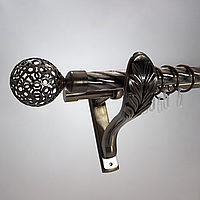 Карниз для штор Orvit Савона металевий дворядний ретро кручена труба кільце металеве Антик 25\19 мм 160 см