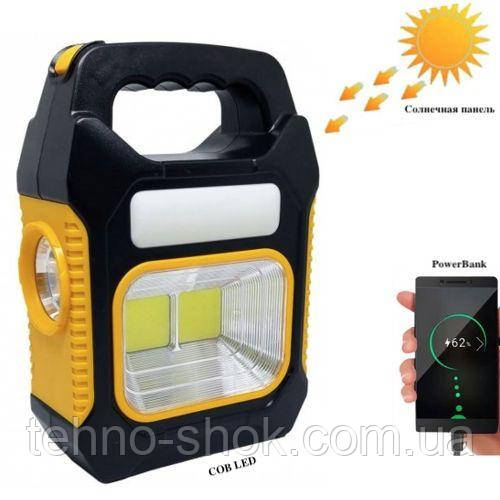 Ліхтар кемпінг переносний JY-978B-LED+2COB, power bank, Li-Ion акб, сонячна батарея, ЗП microUSB