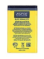 Акумулятор Nokia BL-5C (1100/3100/6030/7600/6230/6600) Aspor Lite