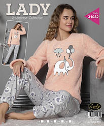 Якісна піжама жіноча штани фліс,кофта махра  LADY 2XL