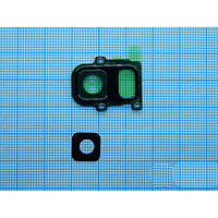 Стекло камеры Samsung A6 / A600 с рамкой Black