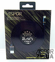 USB кабель Aspor A136 Lightning Плоский Nylon 2.4A/1.2м - черный