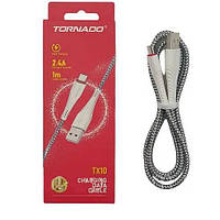 USB кабель Tornado TX10 Micro (2,4A/1м)- срiбний