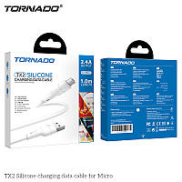 USB кабель Tornado TX2 Micro (2,4A/1м)- білий