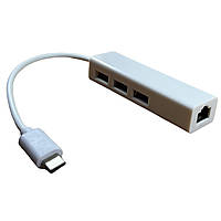 (UA) Type-C HUB (3 USB + LAN) Adapter для MacBook / RJ45