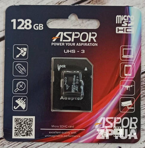 Купить Карта памяти Aspor MicroSDHC 128GB UHS-III (Class 10) + SD ...