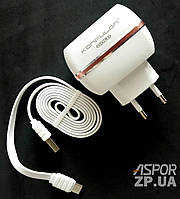 Сетевое зарядное устройство Konfulon (C23 + S33A) 2в1 5V/2.4A + USB кабель Type-C- белый