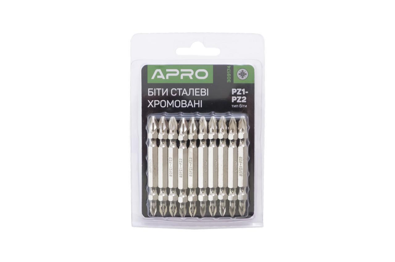Біта Apro — PZ1 x PZ2 x 65 мм хром (10 шт.)