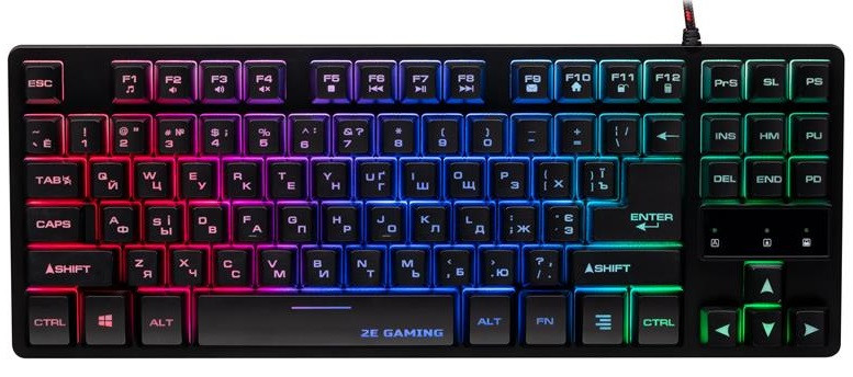 Клавіатура 2E Gaming KG290 87 keys LED USB Black Ukr (2E-KG290UB), фото 1