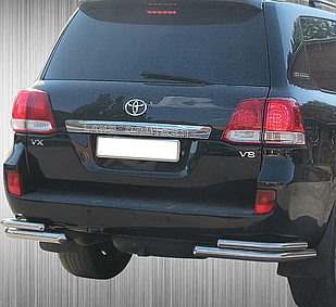 Захист заднього бампера подвійні куточки нержавіюча сталь d60mm Toyota Land Cruiser 120 (2002-2009)