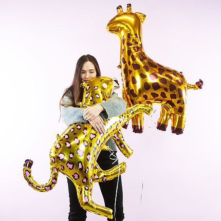 Повітряна фольгована кулька Жираф 77х60см (30") | Золото, фото 2