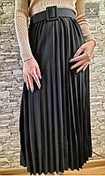 Трикотажная женская юбка-плиссе миди р.44 черный 42