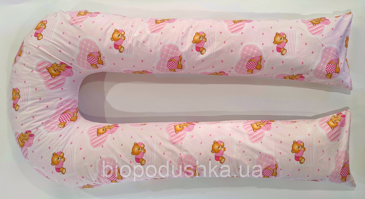 Наволочка на подушку для вагітних і годування U-340 забарвлення "Рожеві ведмедики"