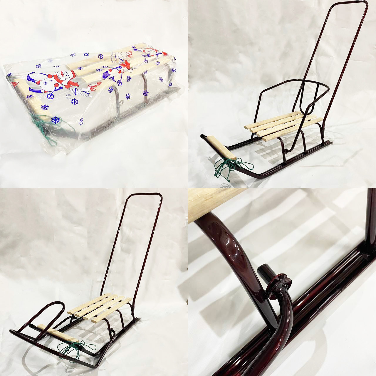 Дитячі санки з відкидною спинкою та підставкою для ніг бордо, ручка, АРТ.1.1БОРДО