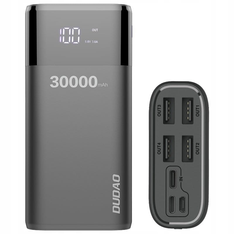 Портативний зарядний пристрій Power Bank DUDAO 30000mAh 4 x USB LCD 3A