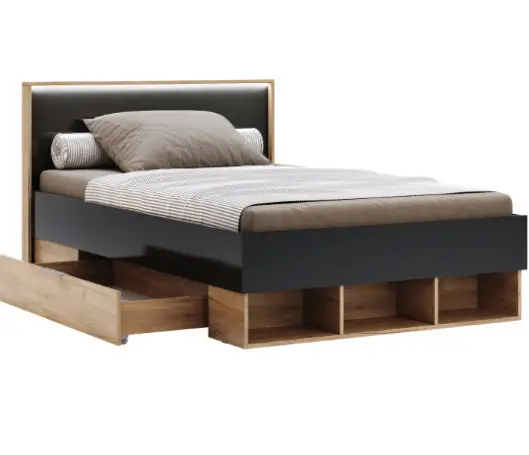 Ліжко Luna Junior 120*200 см з шухлядами з LED-підсвіткою без каркасу ТМ Міро Марк