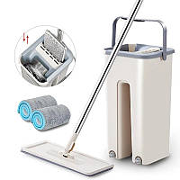 Швабра с ведром Supretto Scratch Cleaning Mop со складной ручкой и системой отжима Серый