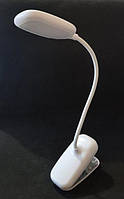Настільна LED лампа usb, з акумулятором, біла прищіпка, 18239