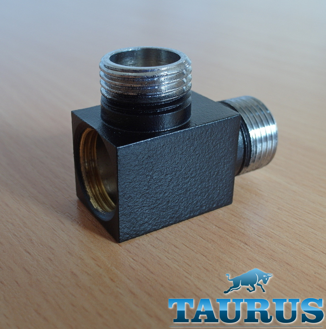 Чорний квадратний трійник ThermoPulse Cube Black 1/2 дизайнерський для рушникосушок