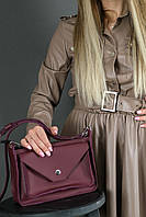 Женская кожаная сумка Уголок, натуральная кожа Grand, цвет Бордо