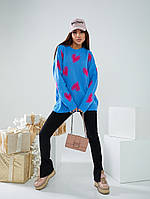 Трендовий яскравий светр вільного фасону Синій