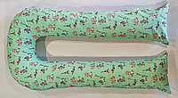 Наволочка на подушку для беременных и кормления U-340 расцветка "Сoбачки на бирюзовом фоне"