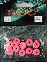 Рыбацкий Груз ушастый, таблетка (эксцентрик), 5гр (10шт/уп), цвет Silvereyes Pink